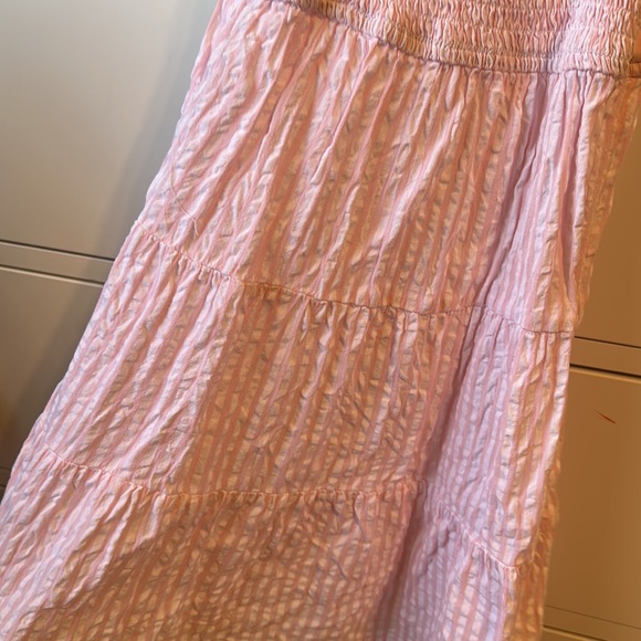 Lucky Penny Mommy and Me Pink Seersucker Cotton Stripe Sundress Little Girls 5 - Picture 3 of 7